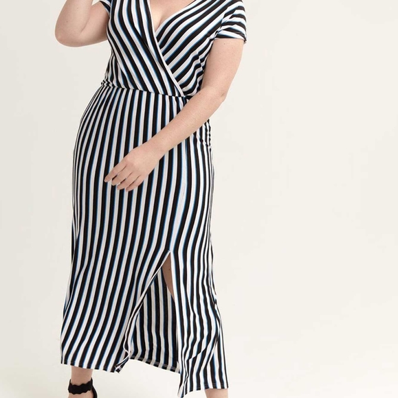 Michel Studio Dresses & Skirts - HOST PICK: Front Mock Wrap Dress with Front Left Slit